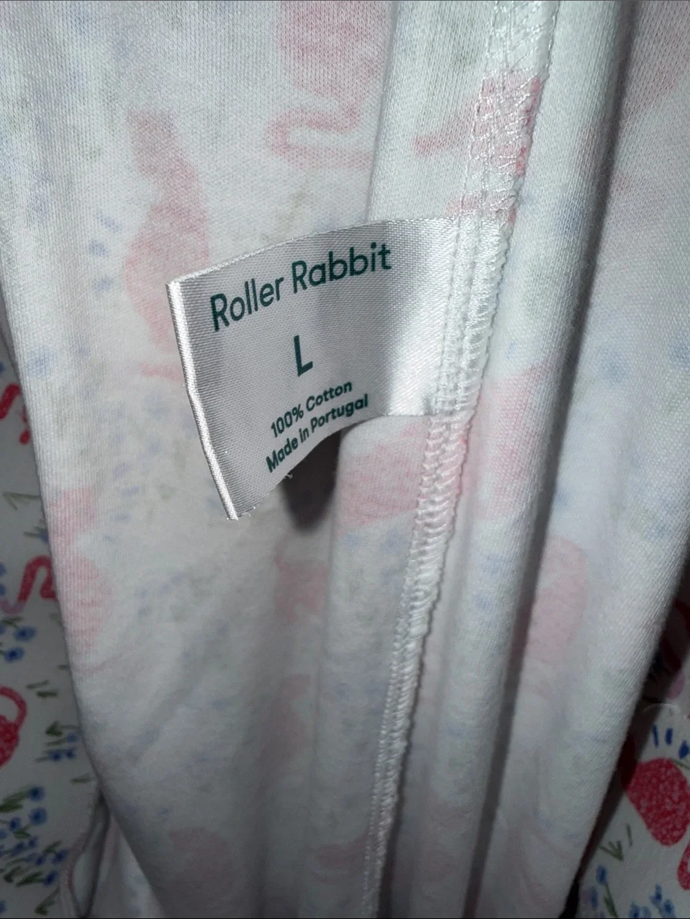 Roller Rabbit Women's Pajama Top in White with Pink & Blue Prints